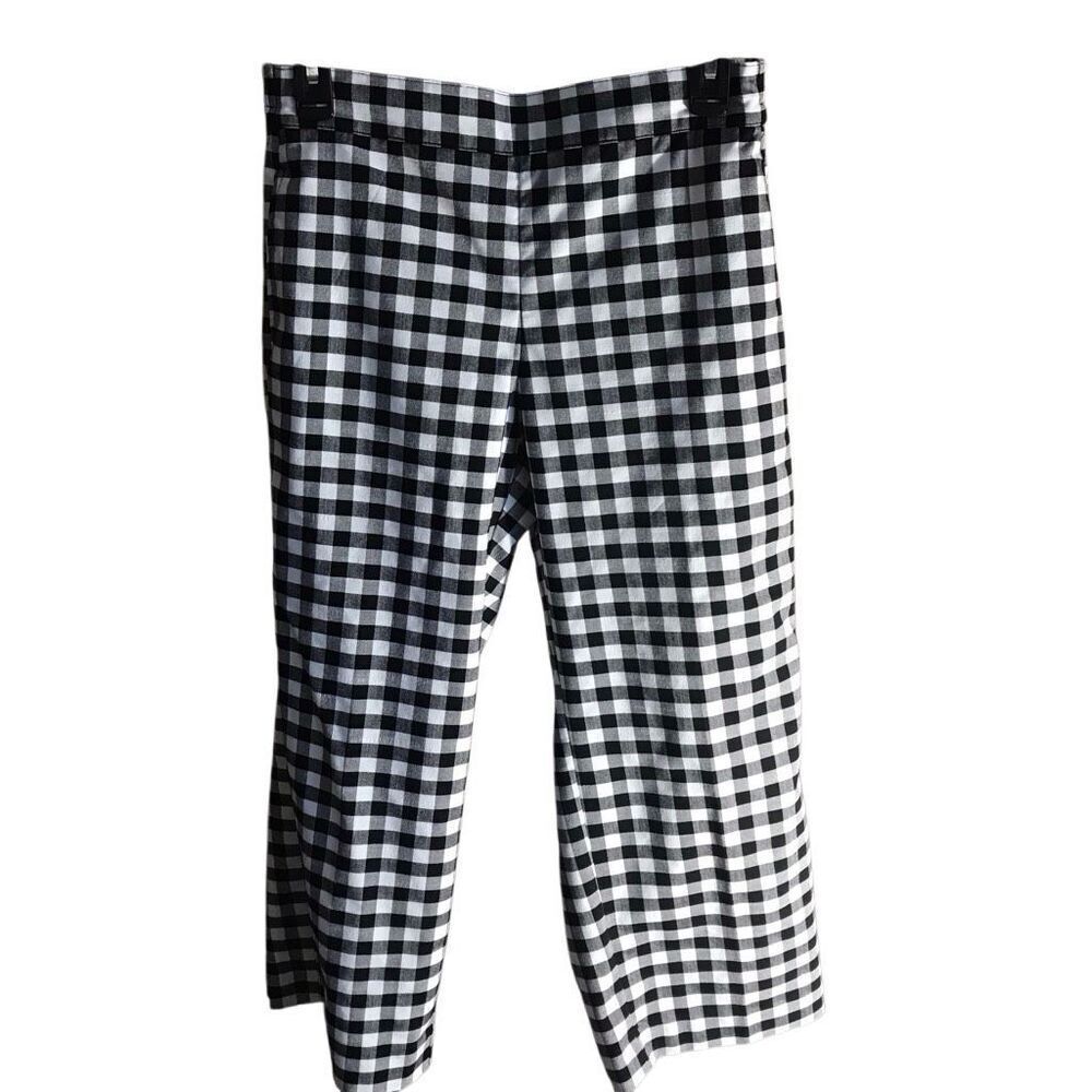 Ann Taylor factory pants SZ Petite Small black white check elastic back waist